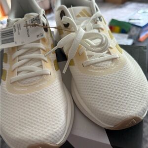 Adidas White and Gold Sleek Athletic Shoes